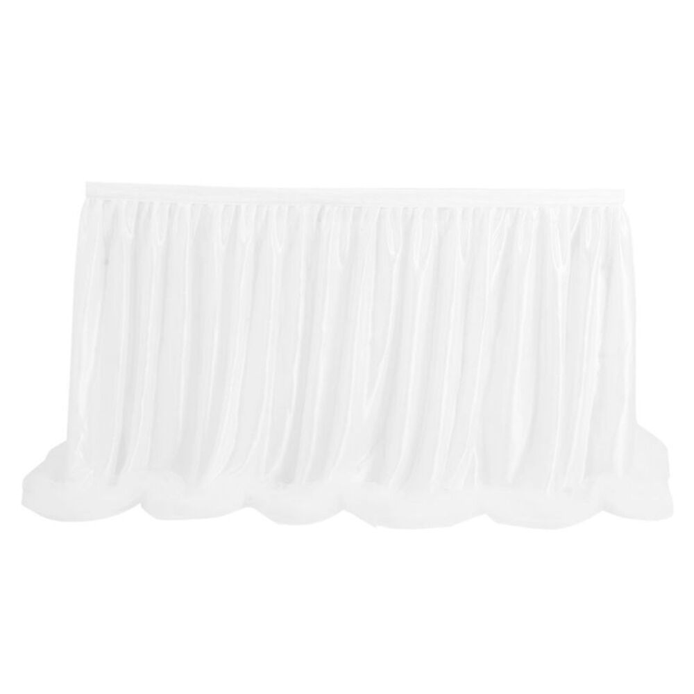 Snow White Tulle Table Skirt Rectangle Tables Skirting 9ft for Party Decoration